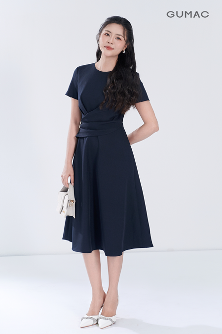 Đầm A xếp ly eo