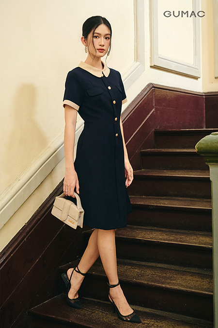 Đầm A phối cổ