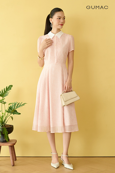 Đầm sơ mi họa tiết