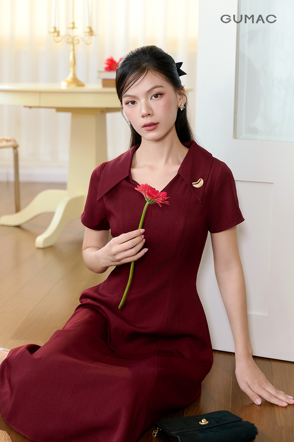 Đầm A xòe tay ngắn