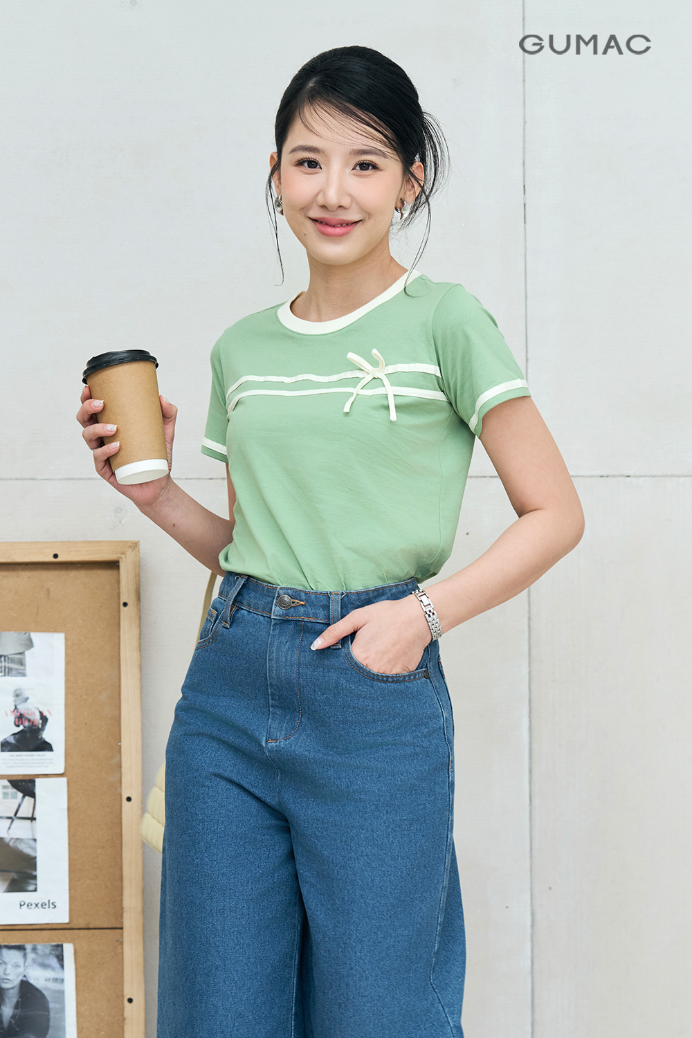 Áo thun phối dây nơ