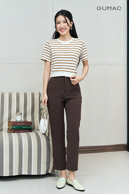 Áo thun phối sọc kiểu