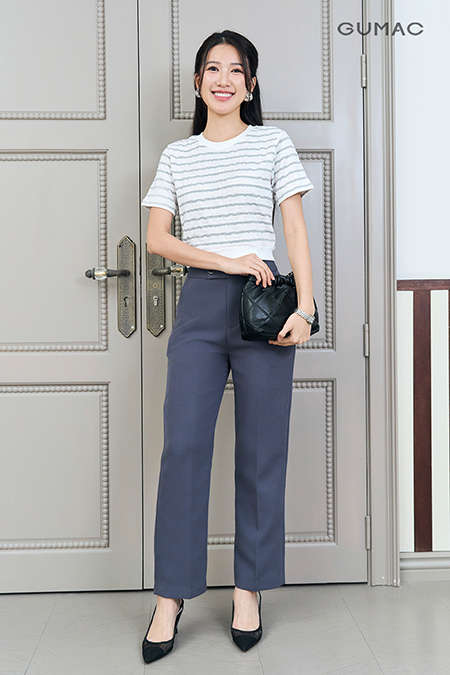 Áo thun phối sọc kiểu