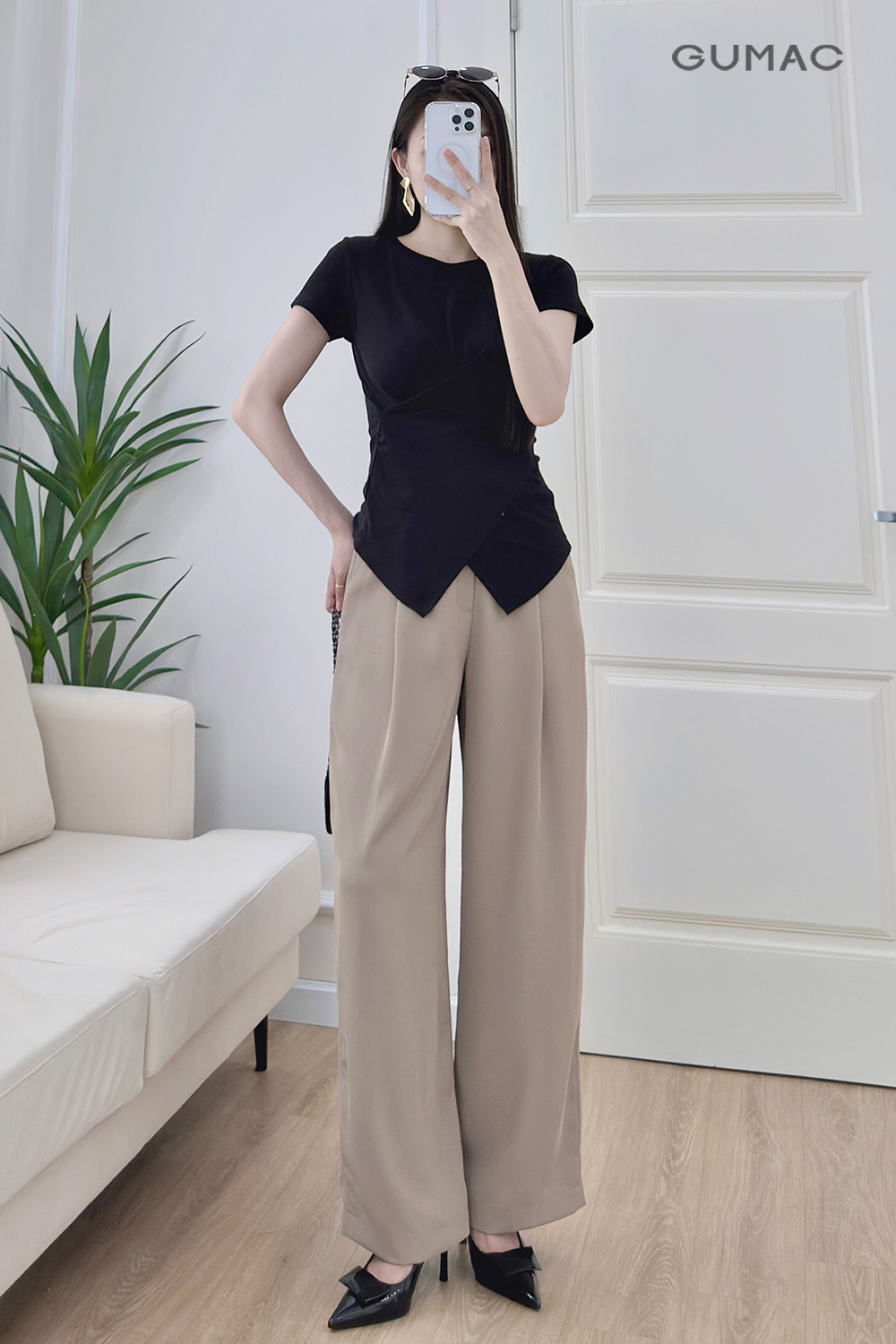 Áo thun kiểu đắp chéo