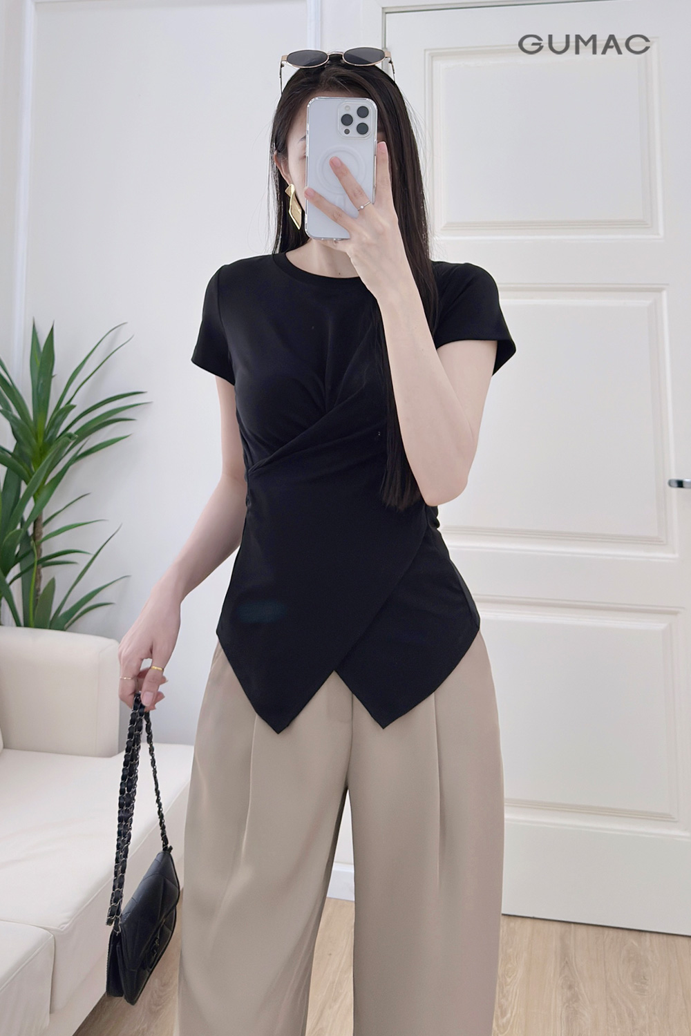 Áo thun kiểu đắp chéo