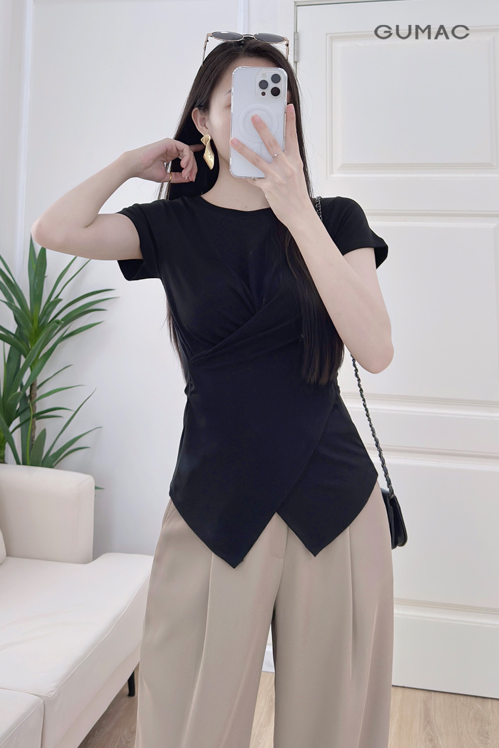 Áo thun kiểu đắp chéo