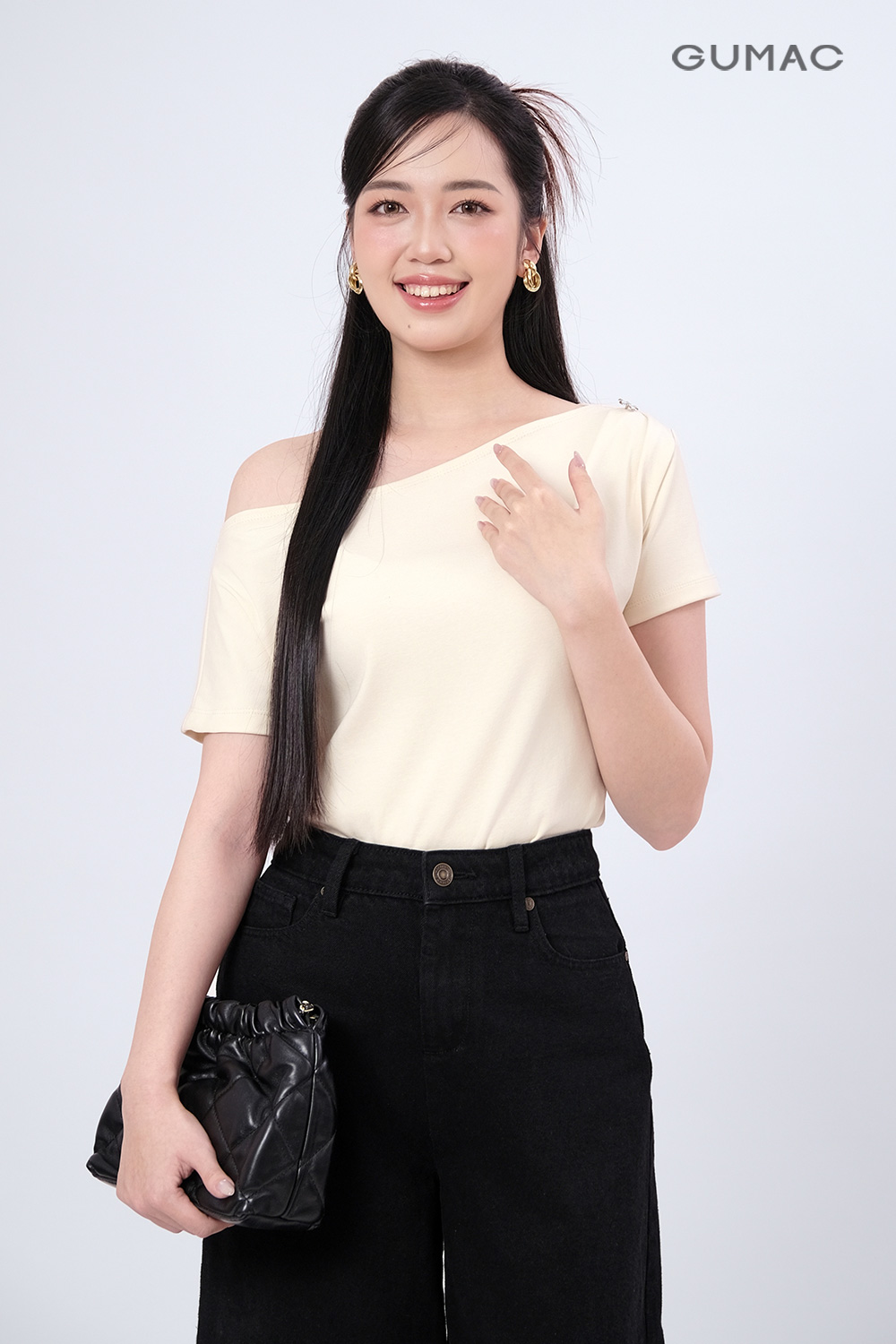 Áo thun xếp ly vai
