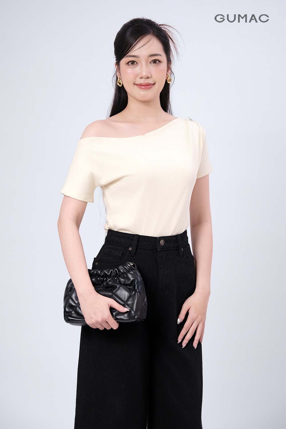 Áo thun xếp ly vai