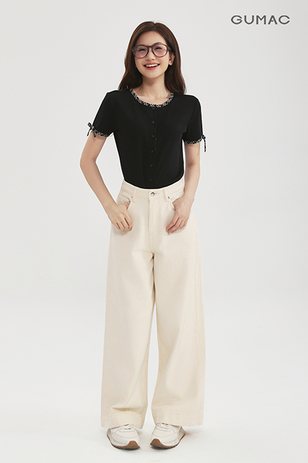 Áo thun phối viền sọc