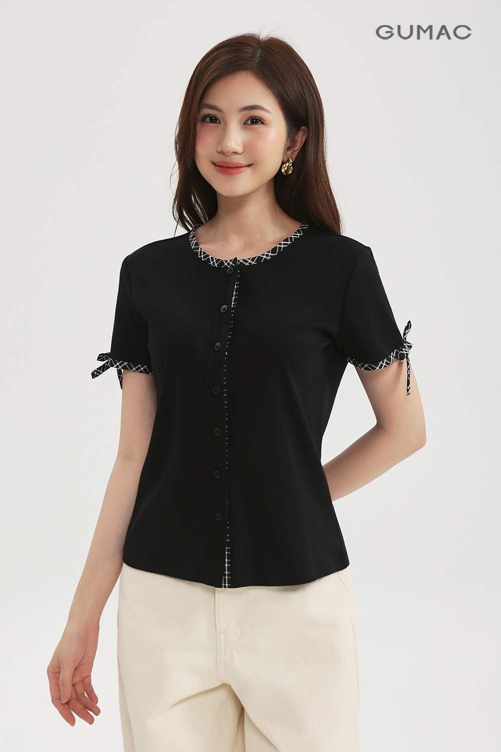 Áo thun phối viền sọc