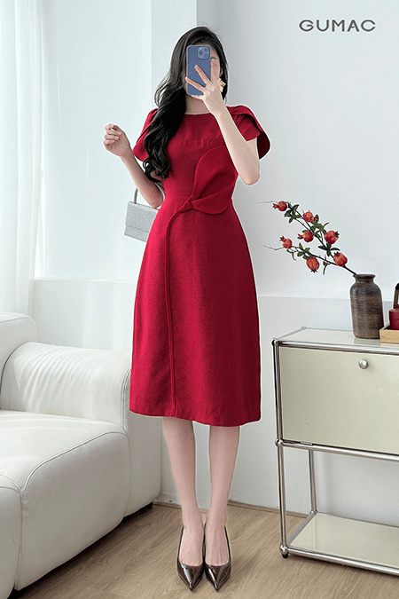 Đầm A tay cánh hồng