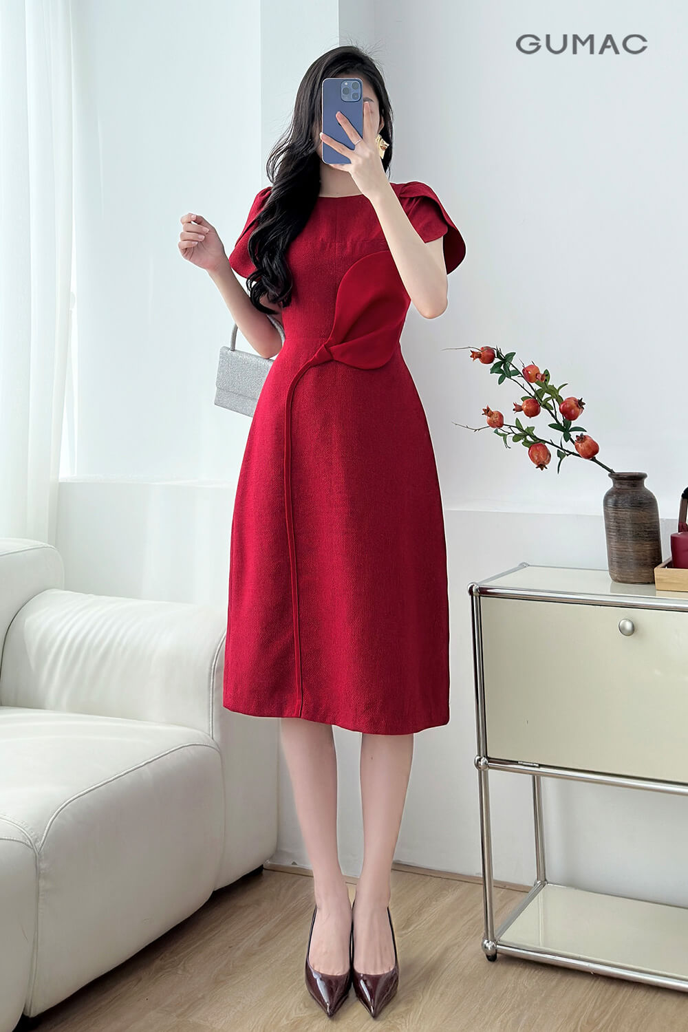 Đầm A tay cánh hồng