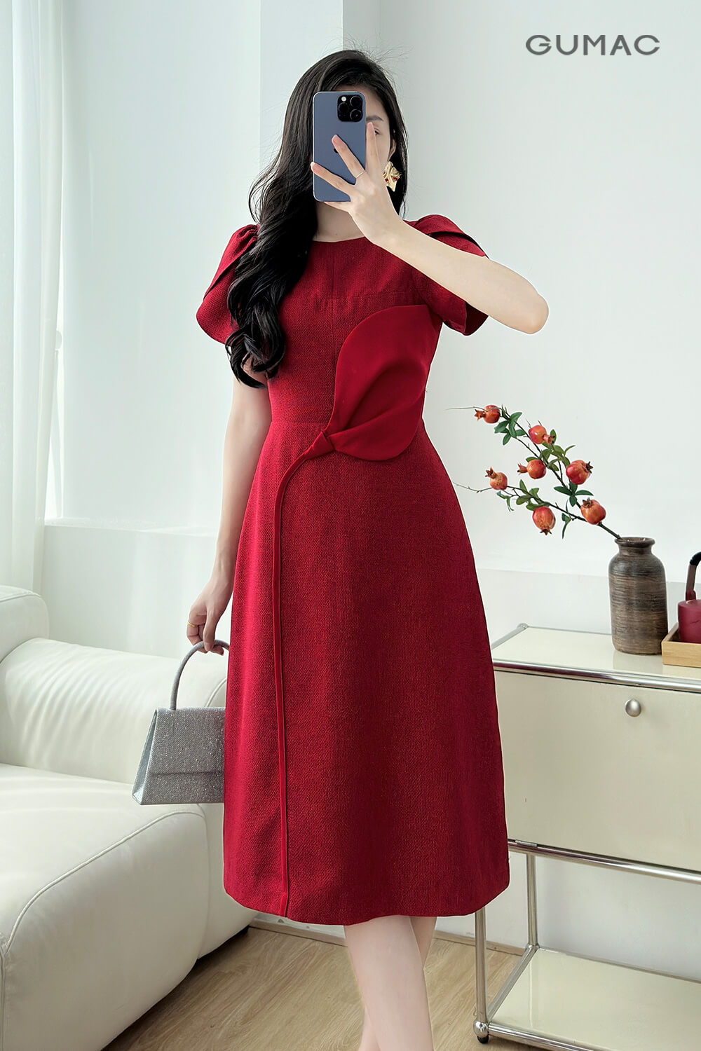 Đầm A tay cánh hồng