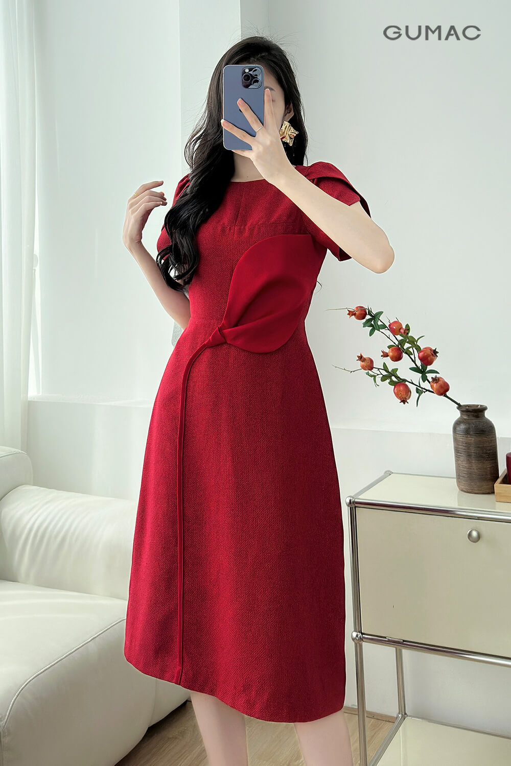 Đầm A tay cánh hồng