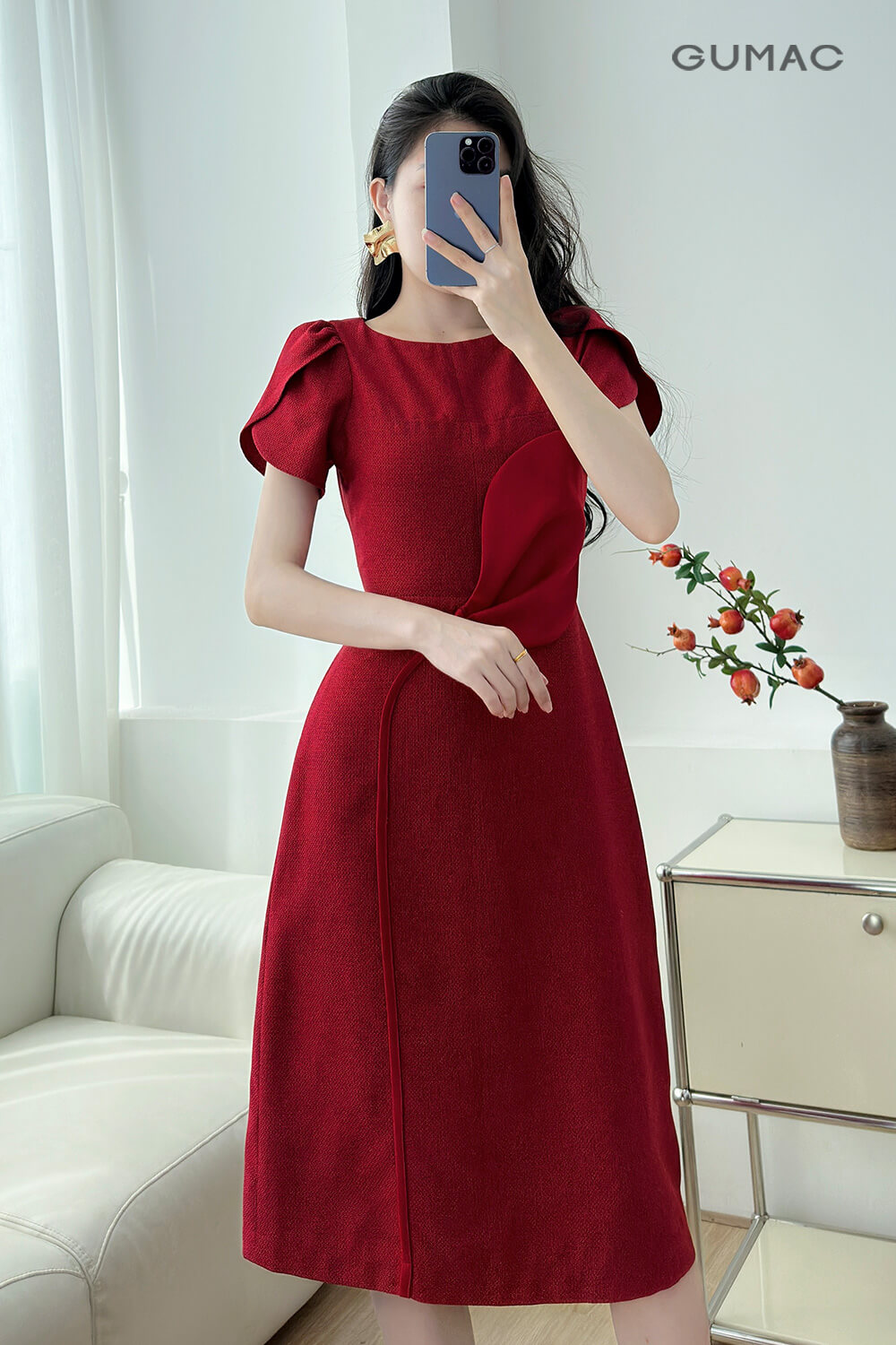 Đầm A tay cánh hồng