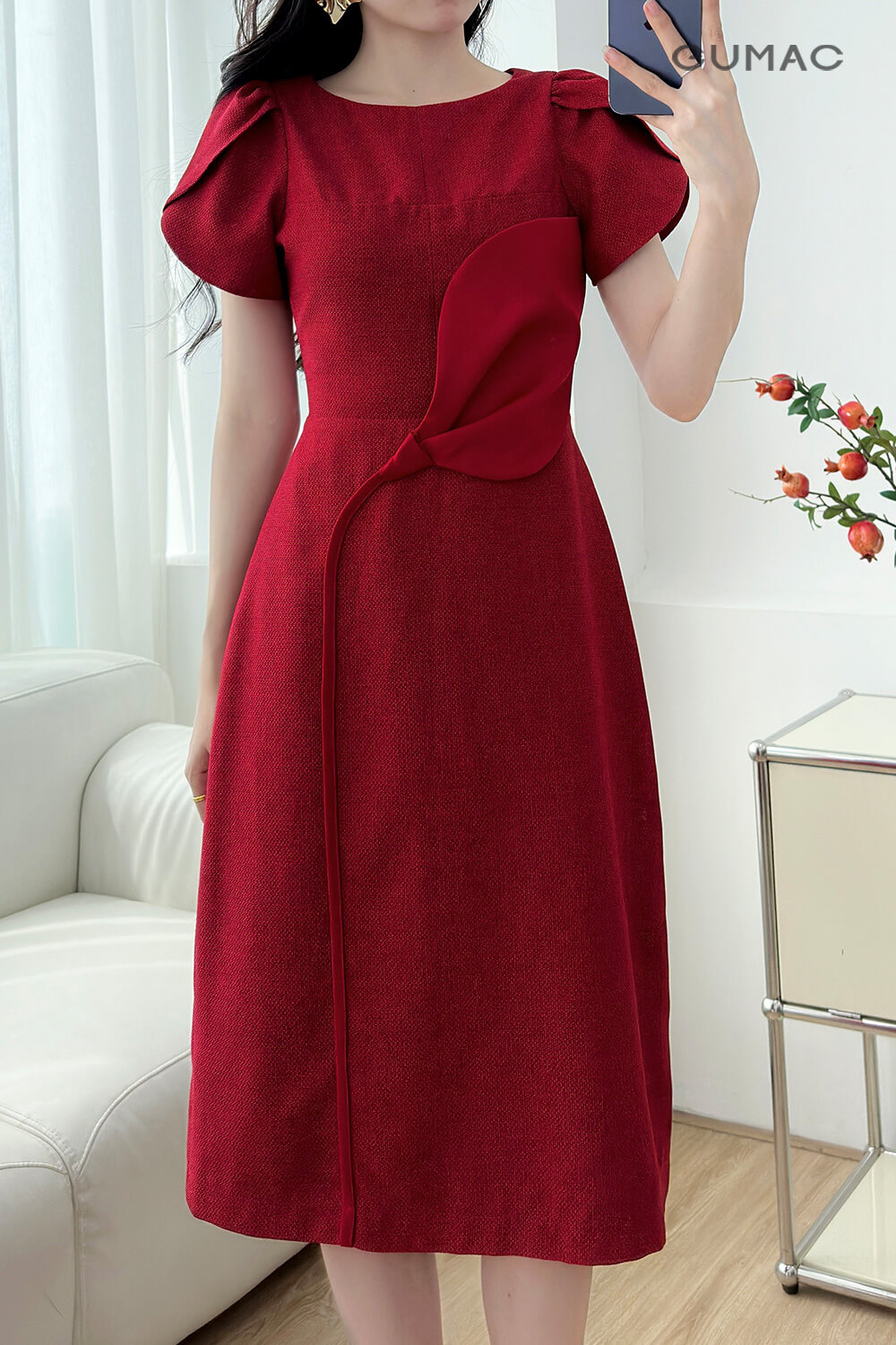 Đầm A tay cánh hồng