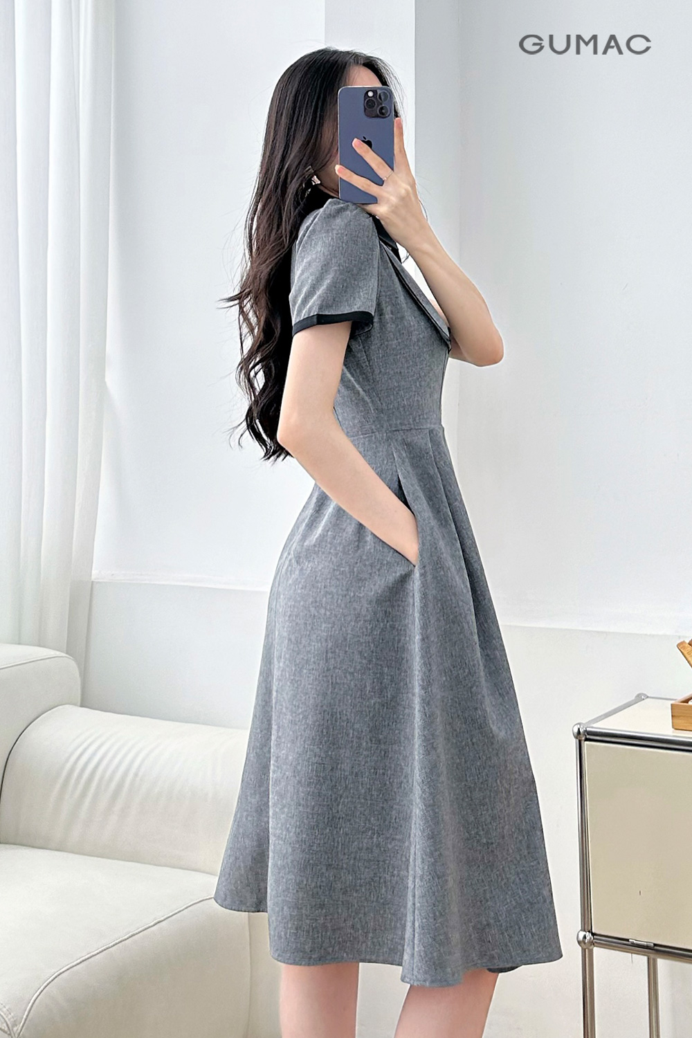 Đầm phối cổ 