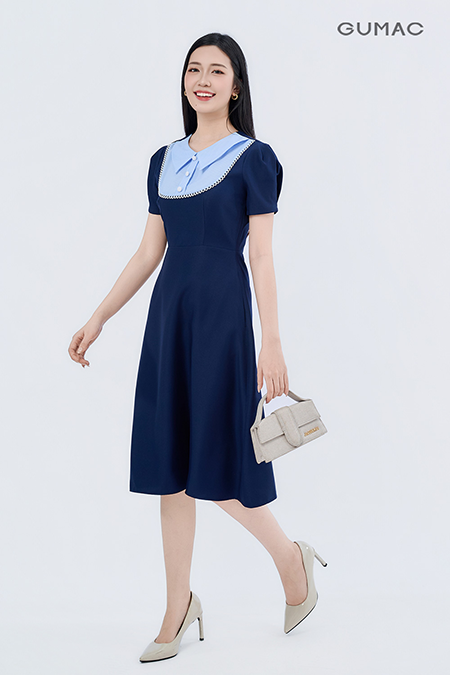 Đầm xòe cổ phối