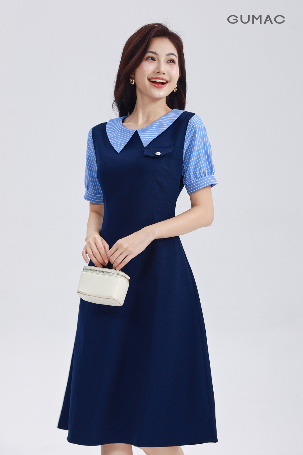 Đầm A phối sọc