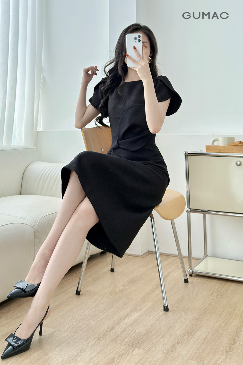 Đầm A tay cánh hồng