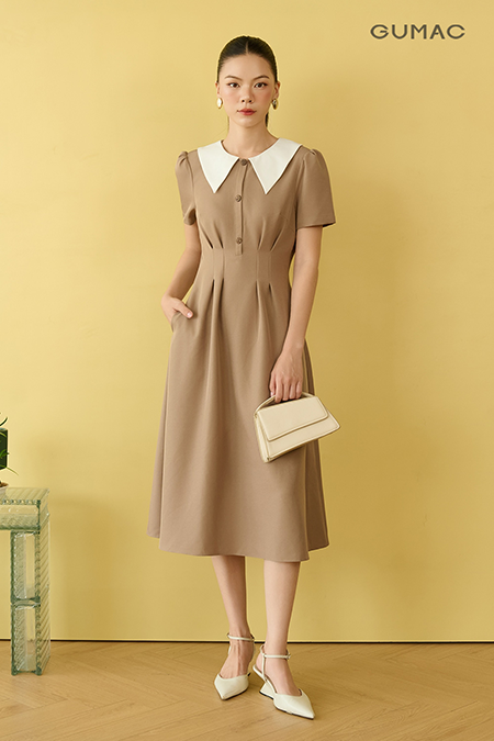 Đầm xòe xếp ly eo