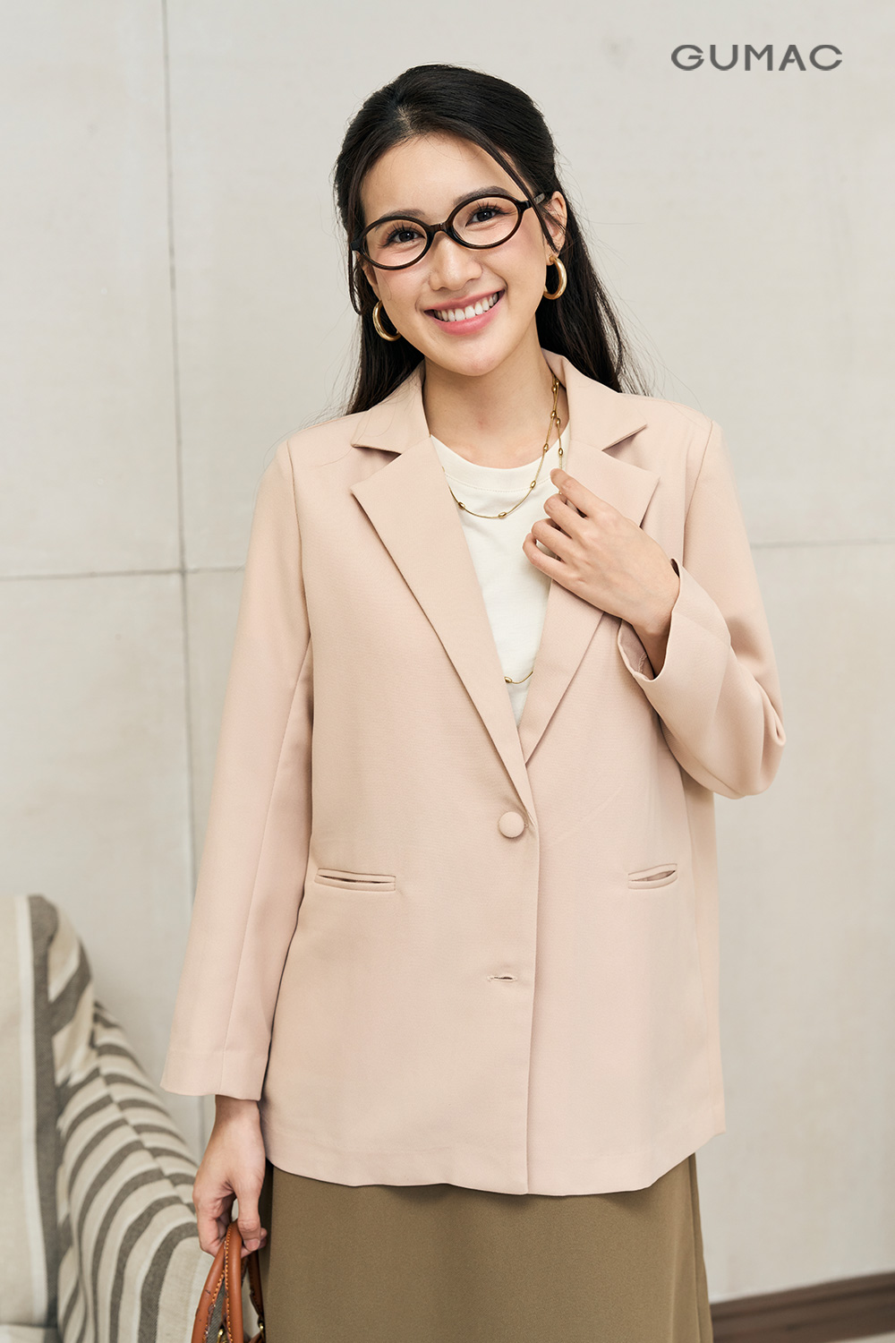Áo blazer suông nút kiểu