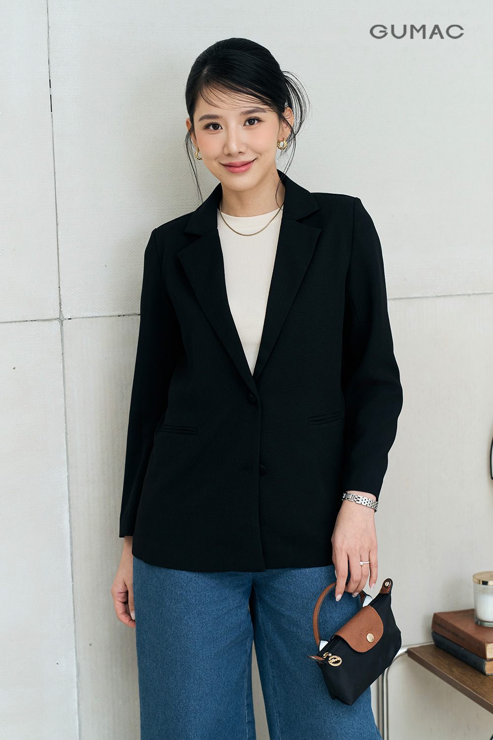 Áo blazer suông nút kiểu