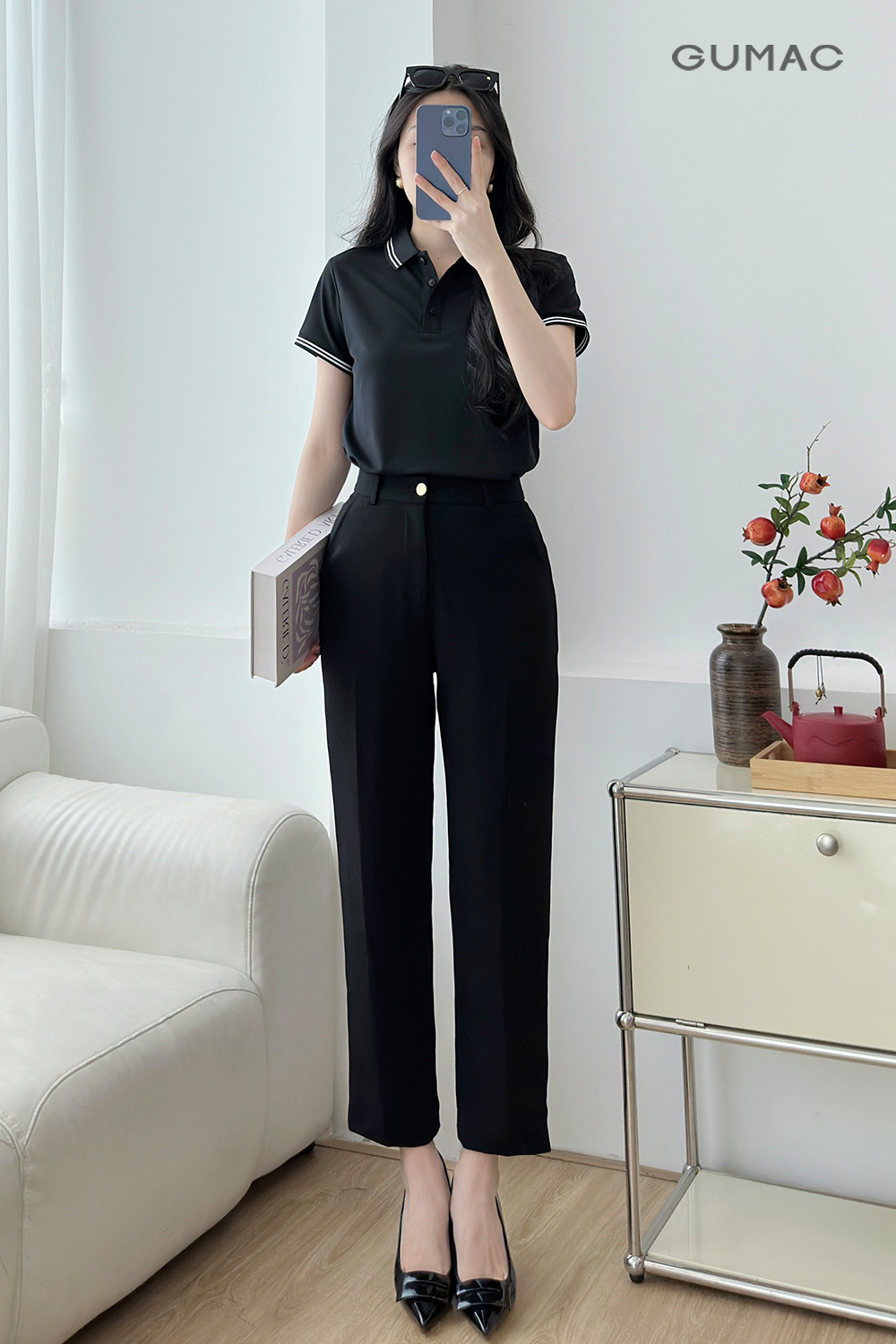 Phối quần tây đen với các mẫu áo đen tone sur tone