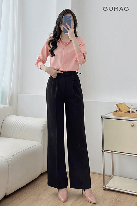 Quần suông lưng kiểu