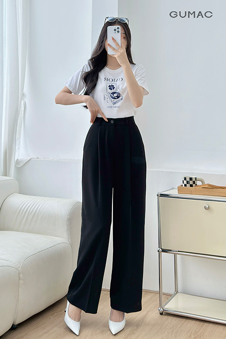 Quần ống rộng chiết ly