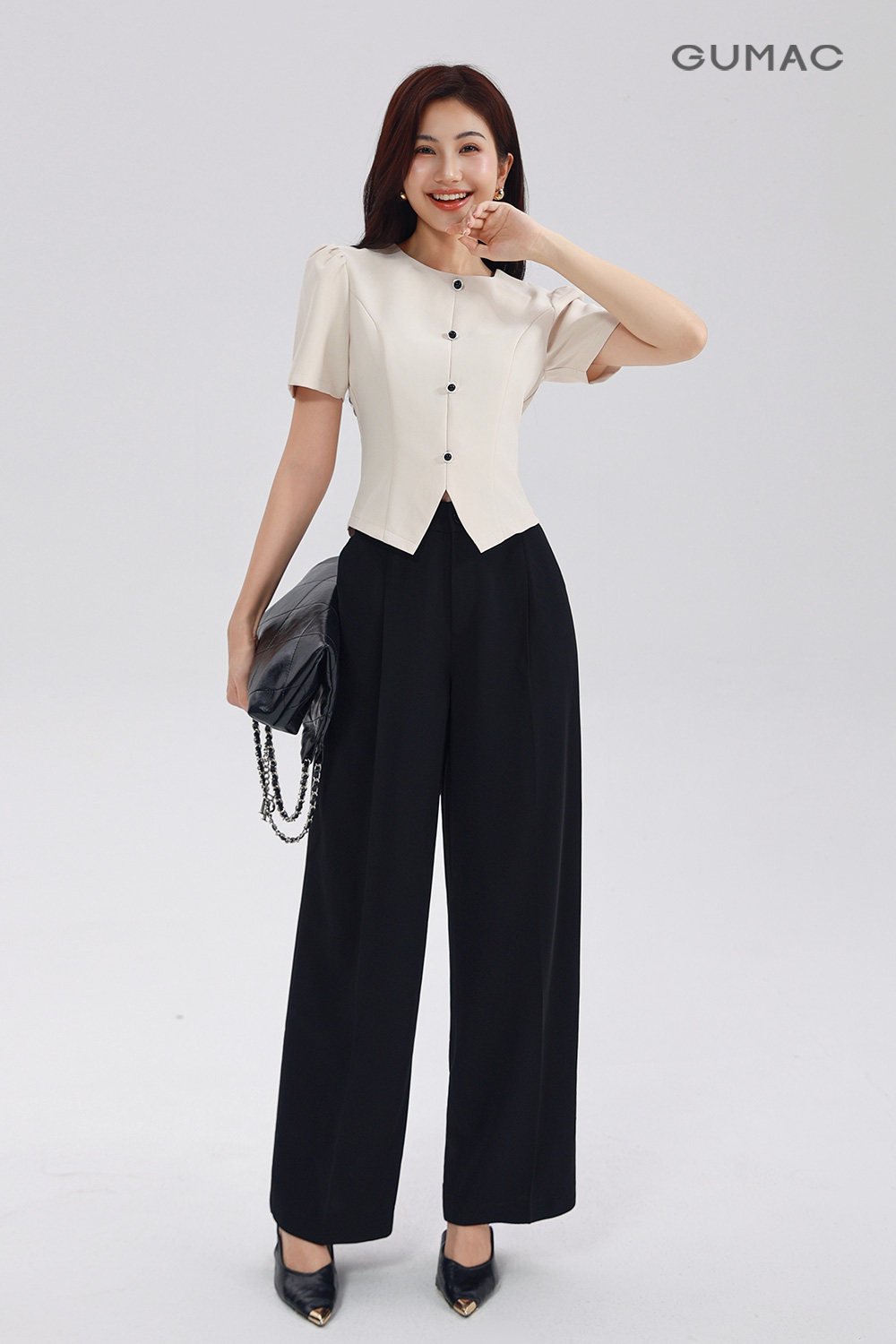 Quần ống rộng chiết ly