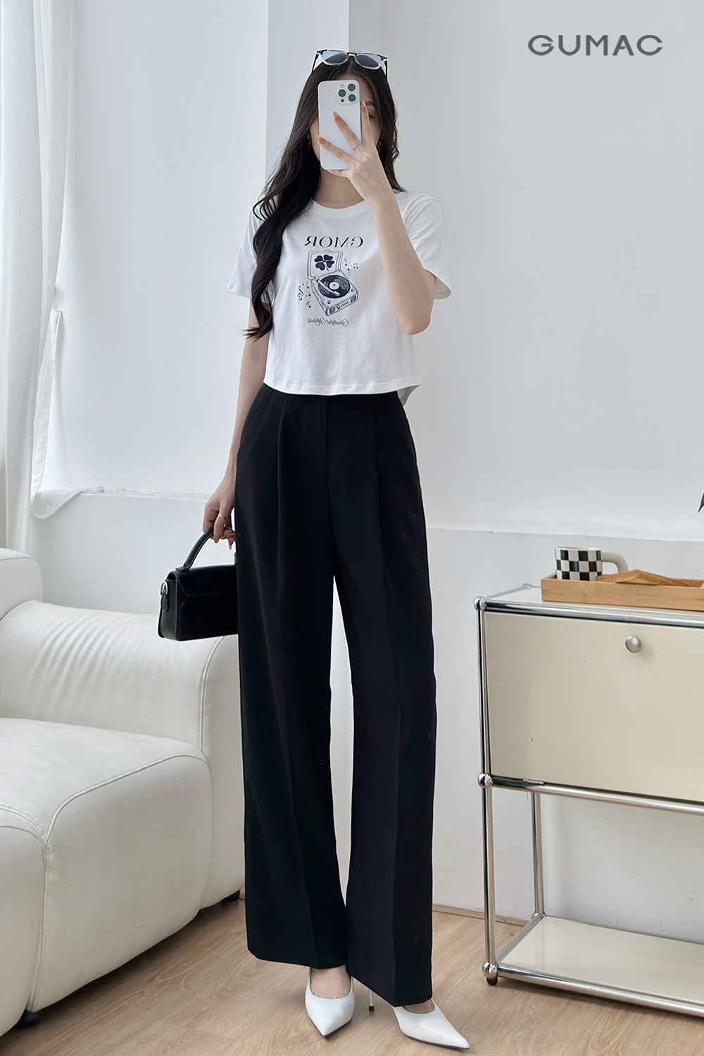 Quần ống rộng chiết ly