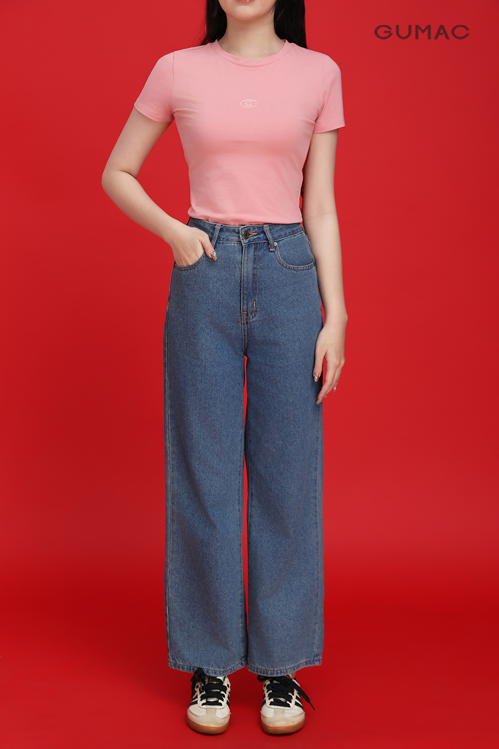 Quần jeans suông cơ bản