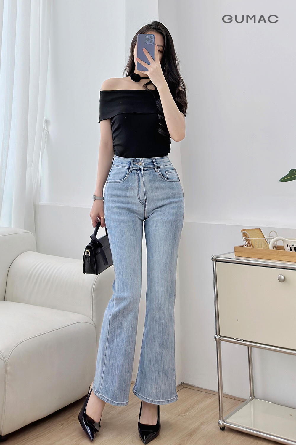 Quần jeans loe túi kiểu