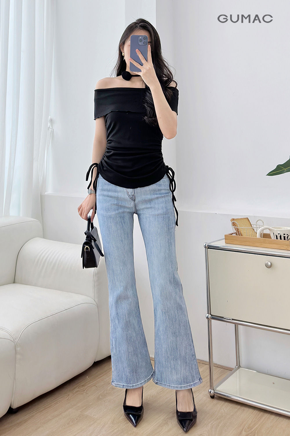Quần jeans loe túi kiểu