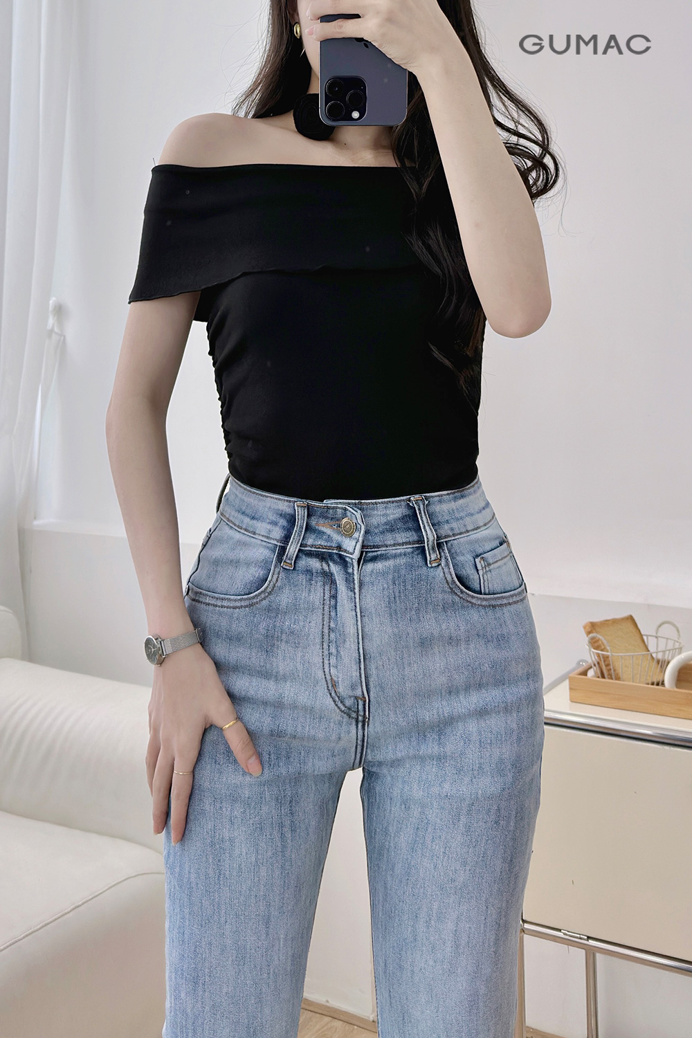 Quần jeans loe túi kiểu