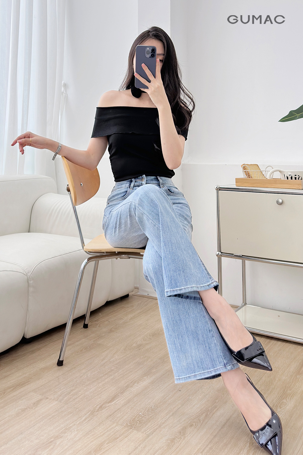 Quần jeans loe túi kiểu