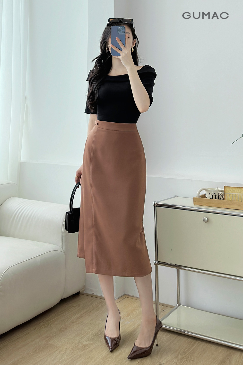 Phối đồ với váy suông dài