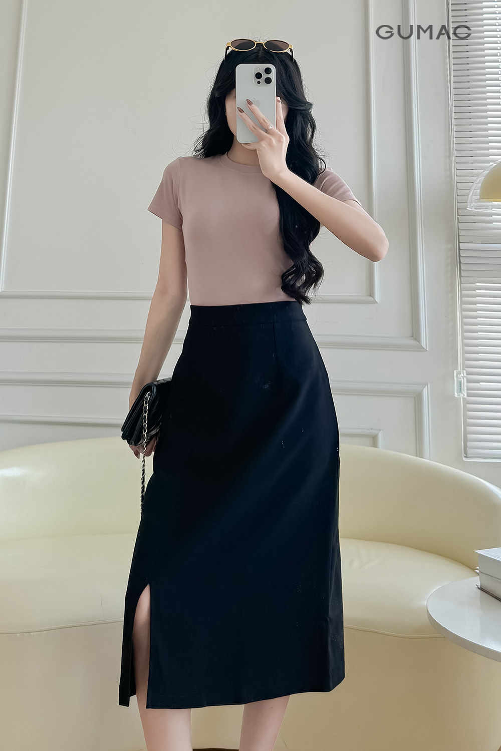 Chân váy A xẻ tà