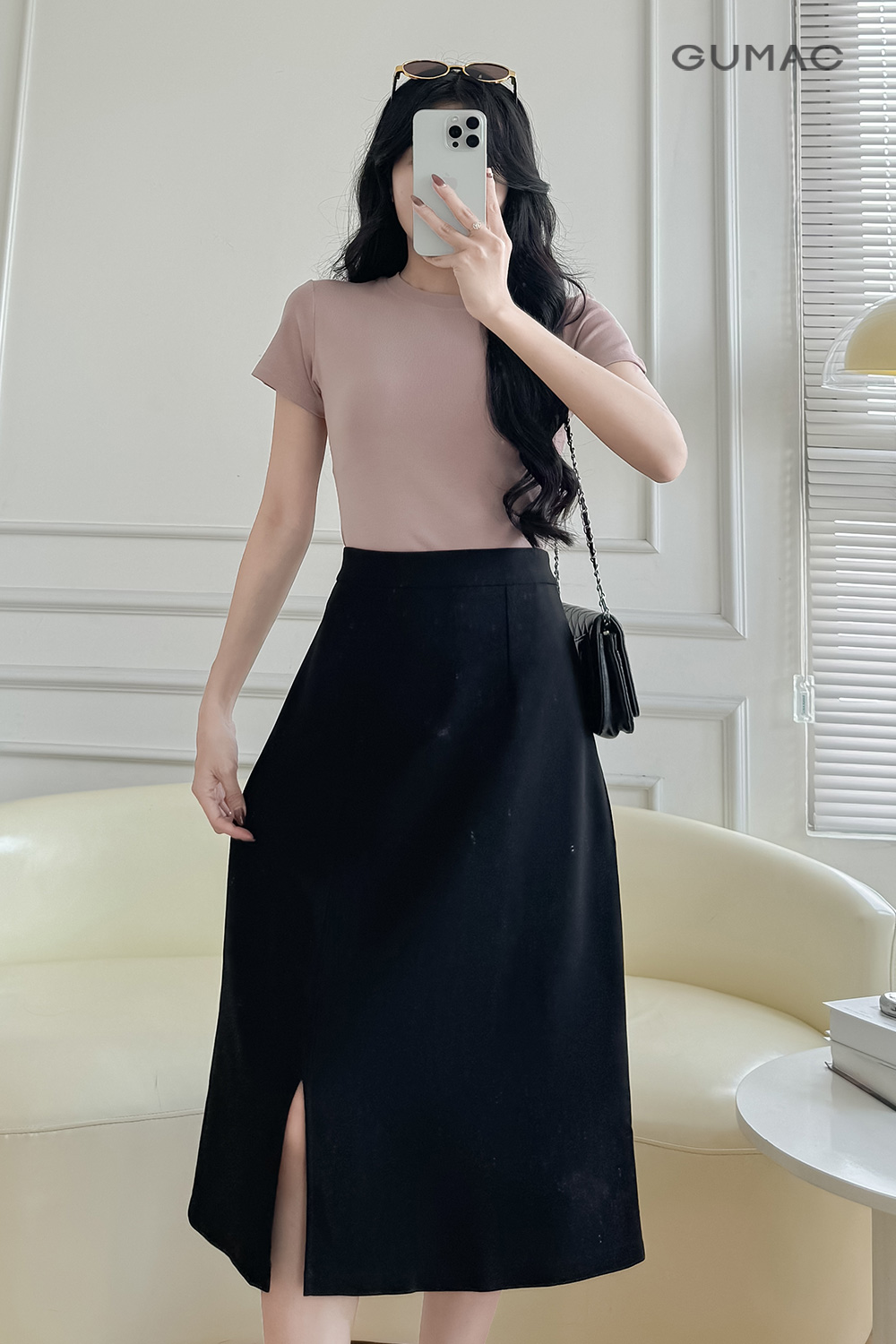 Chân váy A xẻ tà