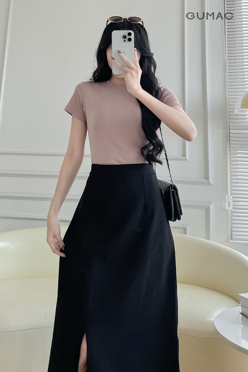 Chân váy A xẻ tà