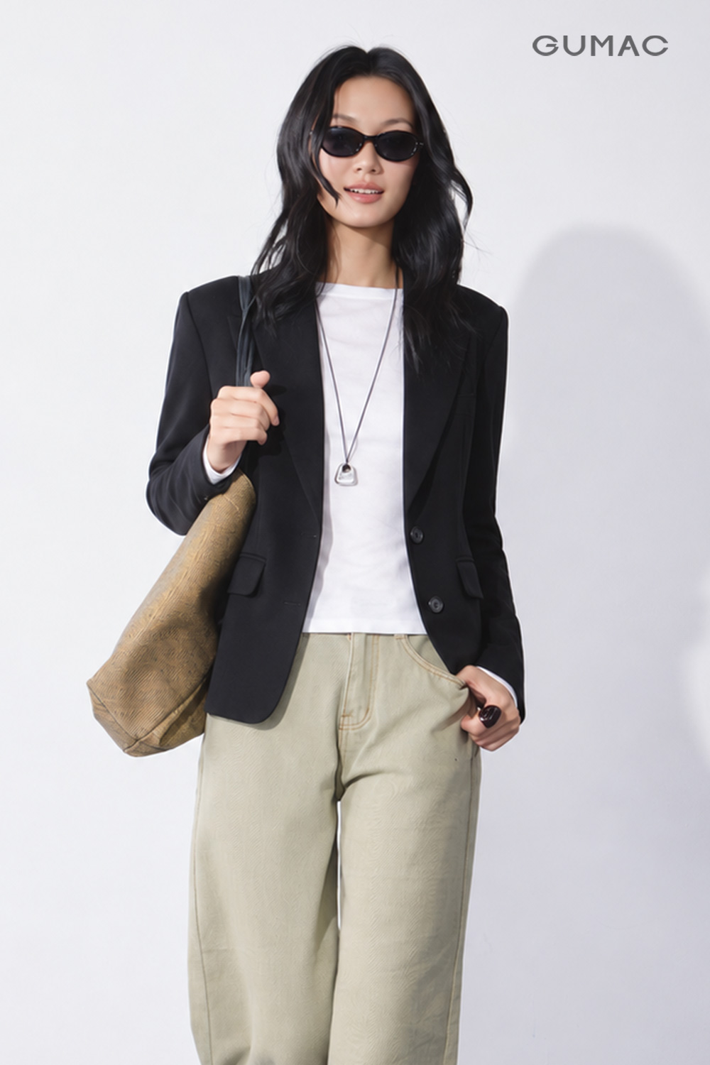 OWG10158-Blazer Suông-dài