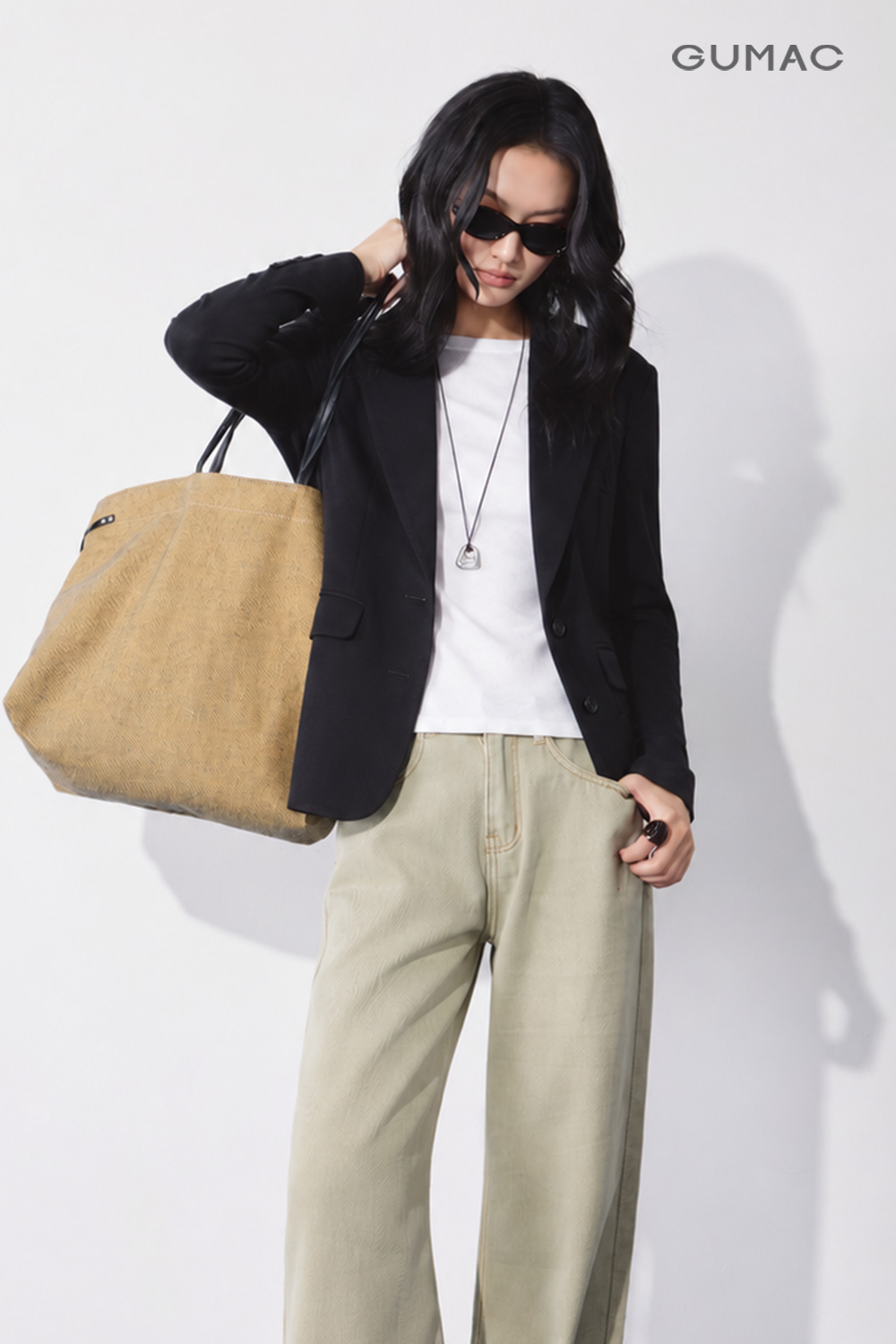 OWG10158-Blazer Suông-dài