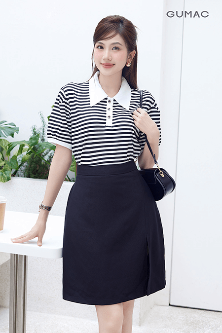 Áo polo sọc phối kiểu