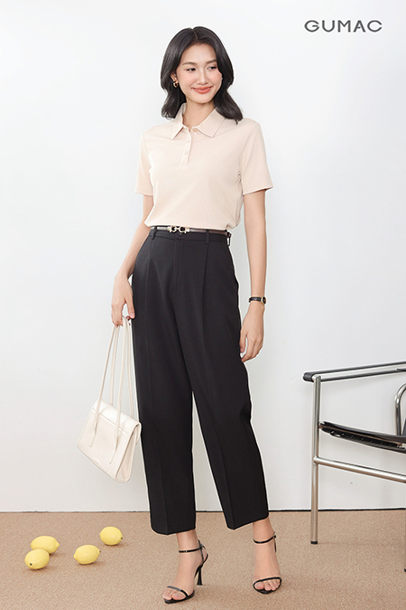 Áo polo basic sọc mịn