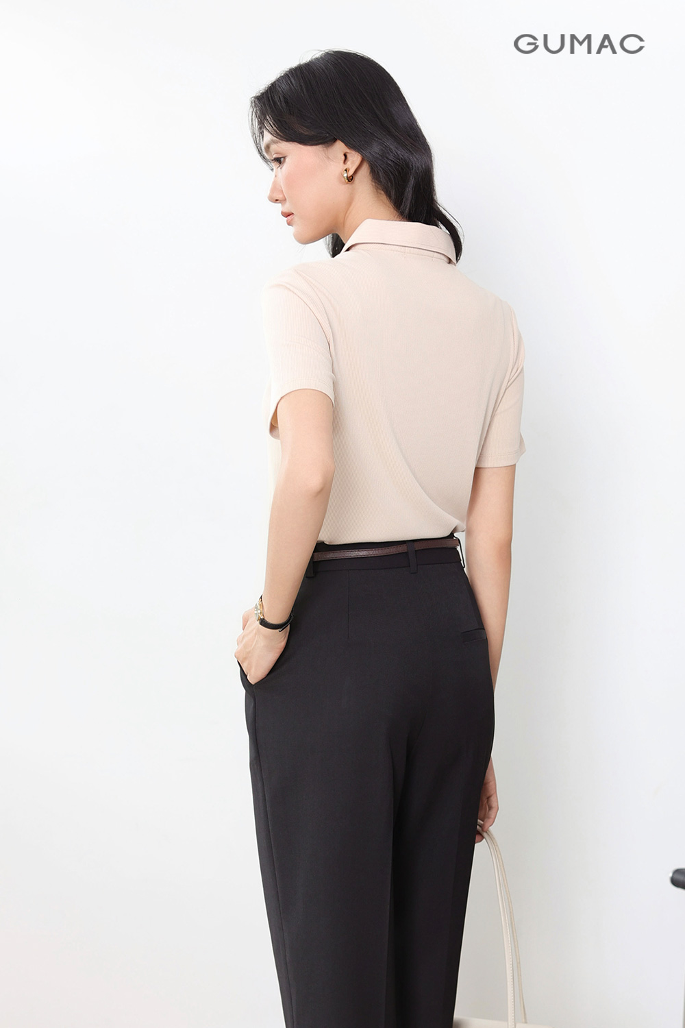 Áo polo basic sọc mịn
