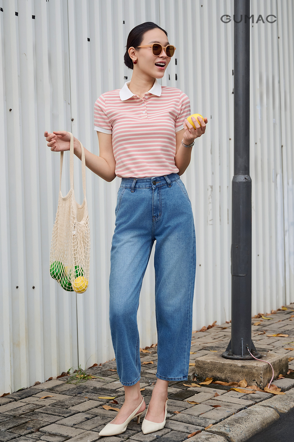 Ao polo nu GUMAC phoi soc ngang tre trung