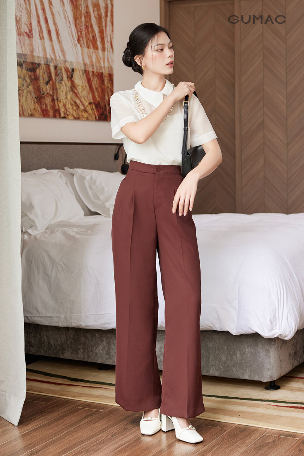 quan tay nu cong so mau nau do cao cap