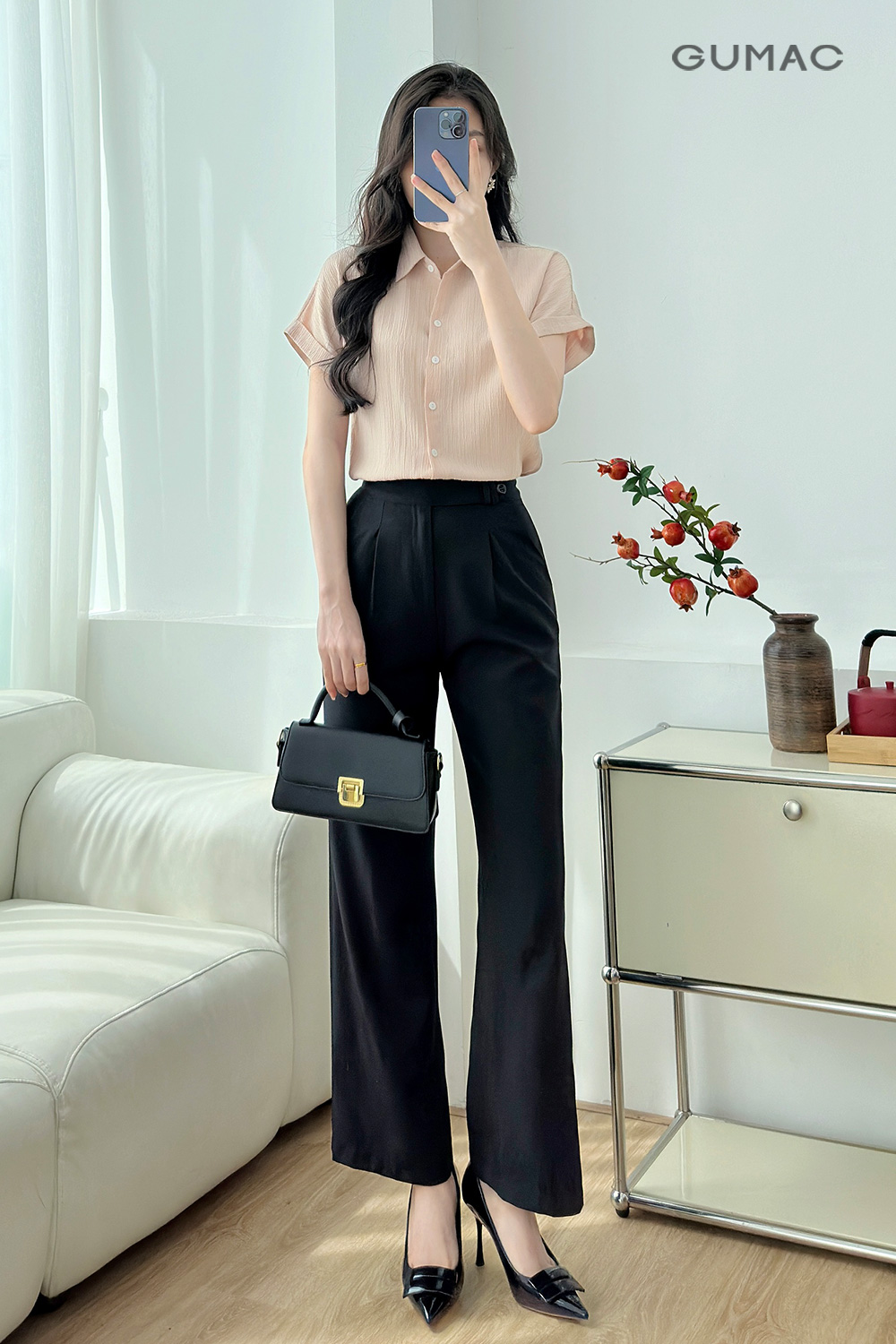 Quần dài nữ kiểu dáng chiết ly