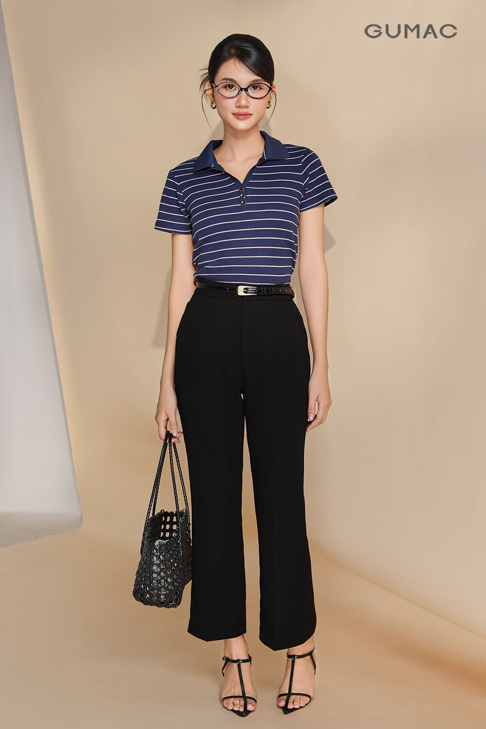 Quan tay den nu cong so dang ong loe thoi trang GUMAC